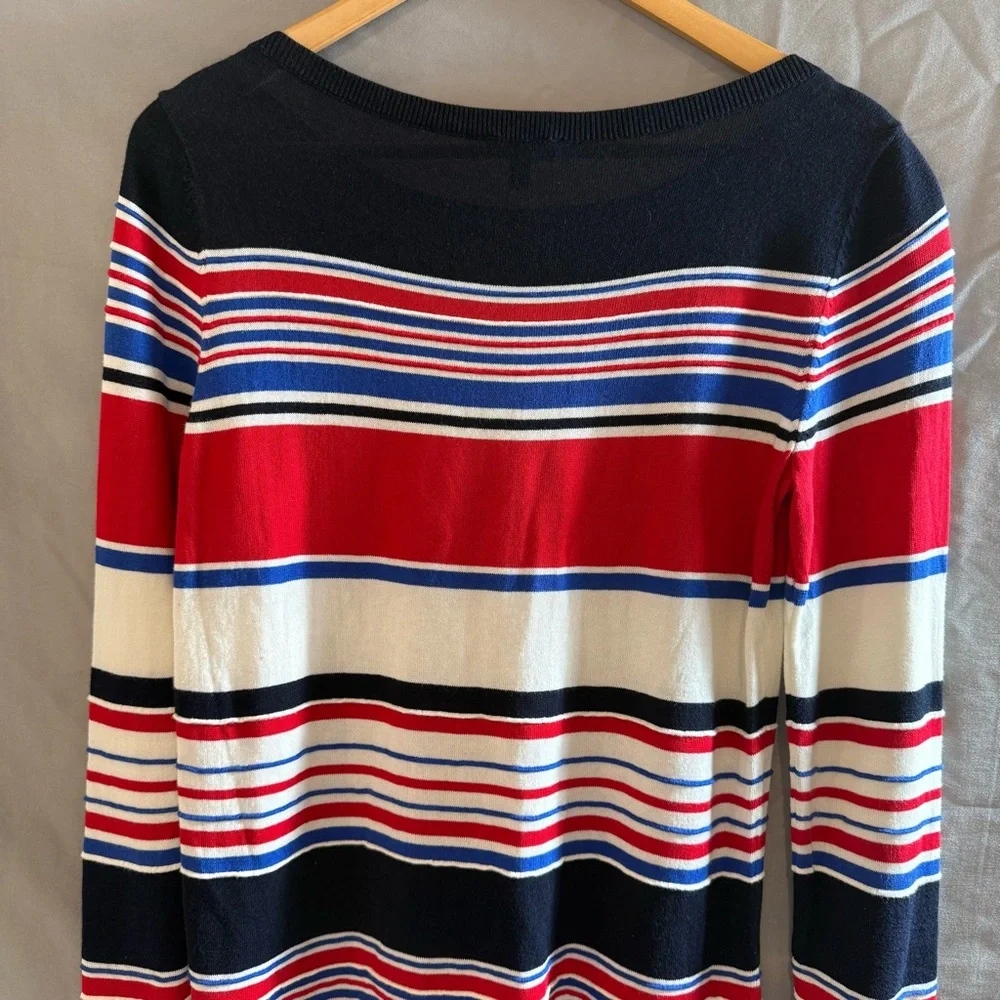 Talbots Red Blue White Striped light weight sweater womens size S Classic